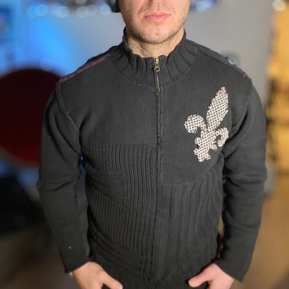 Howe Fleur de Lis Men's Zip Knit Sweater